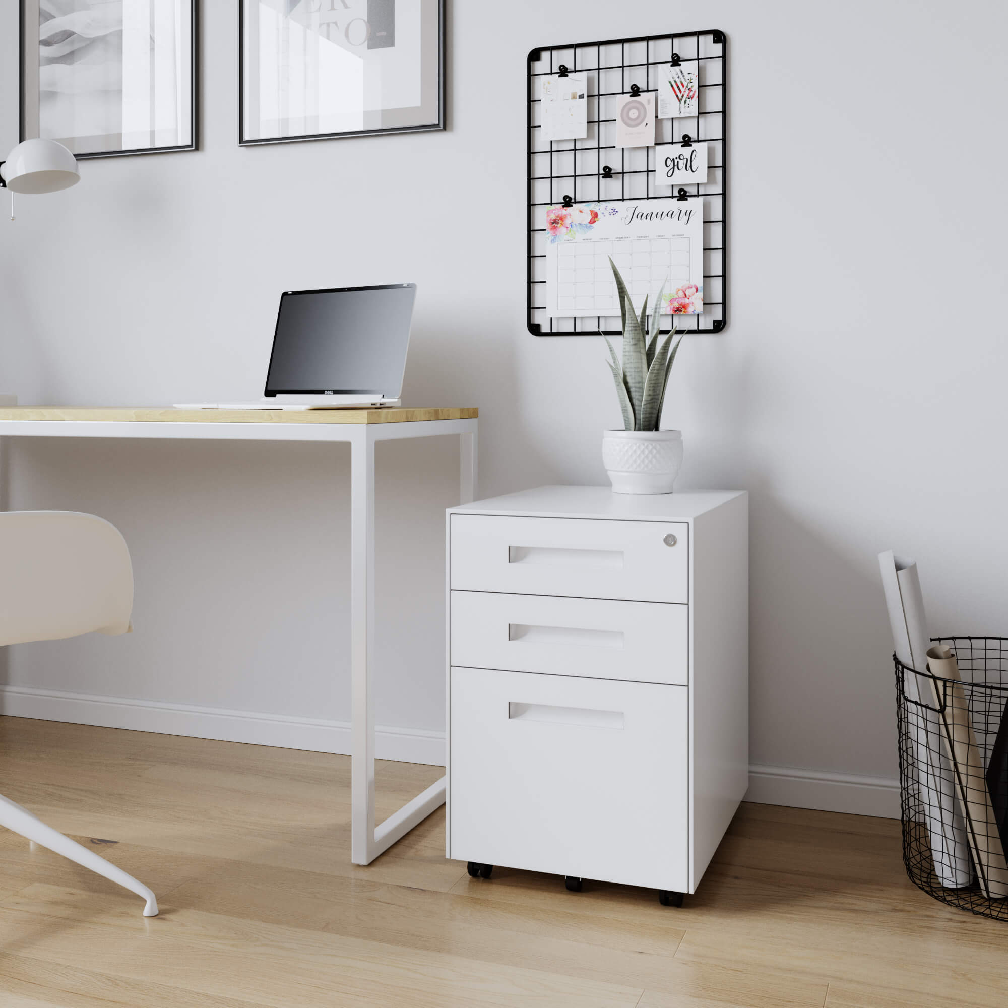 שידת Metal Cabinet לבנה