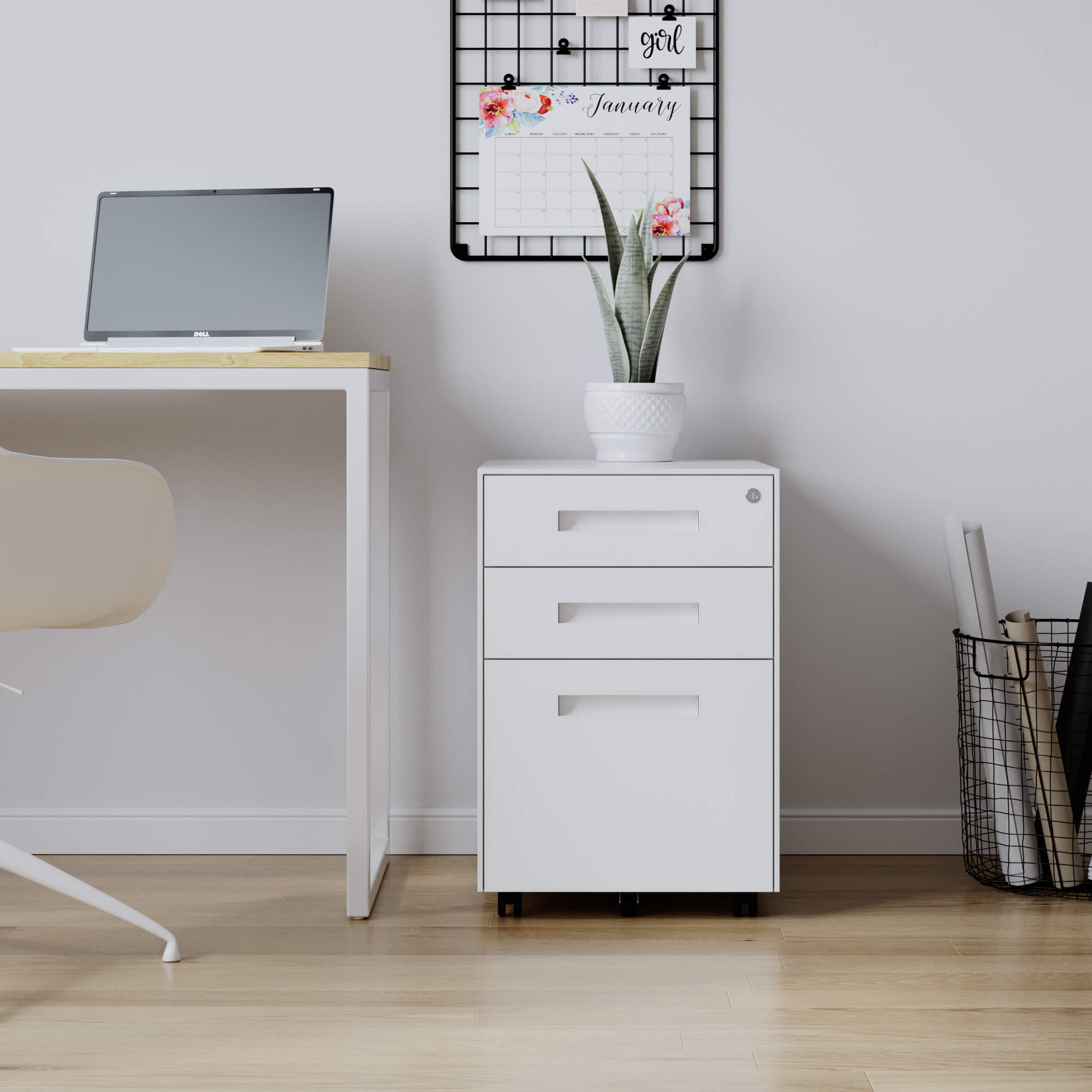 שידת Metal Cabinet לבנה