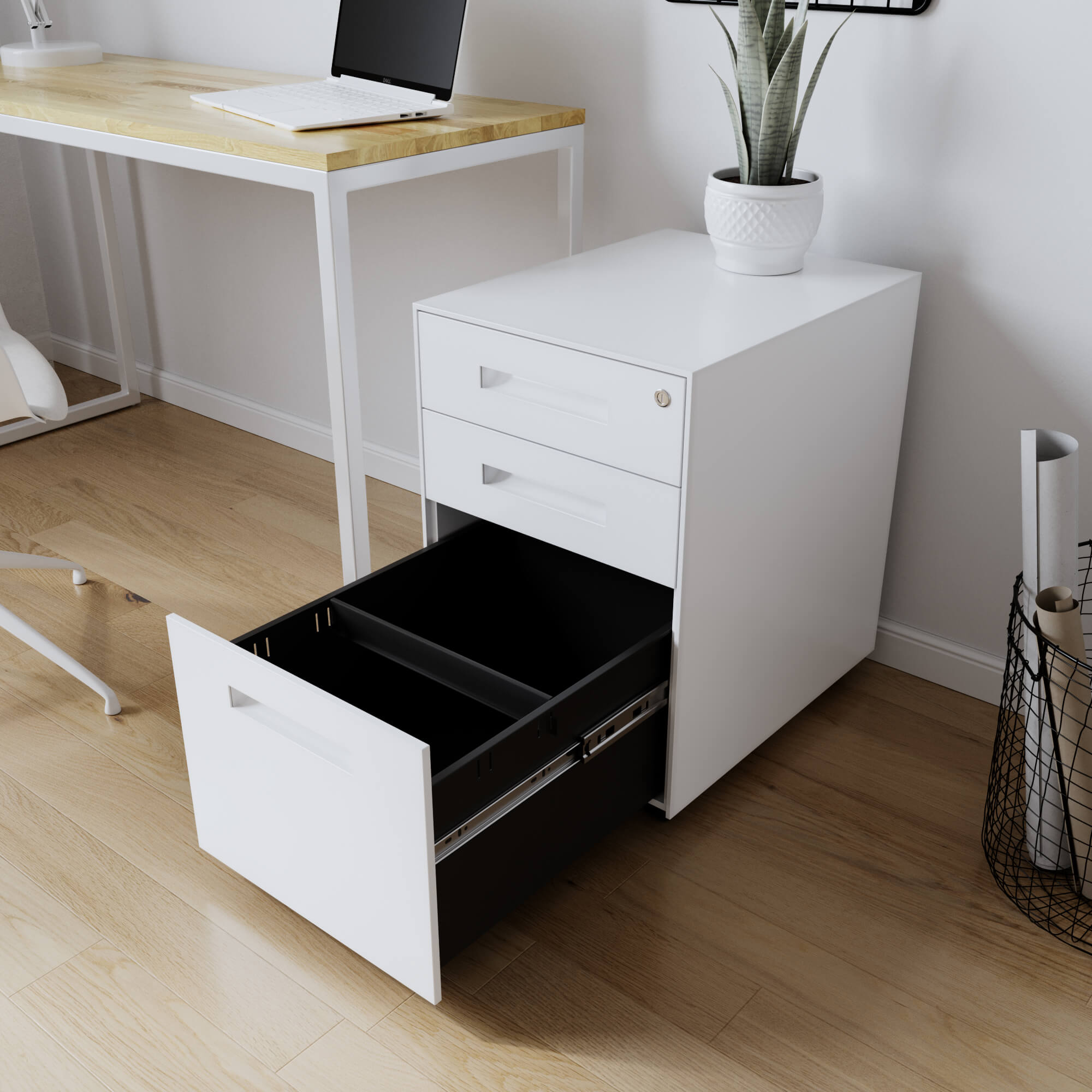 שידת Metal Cabinet לבנה