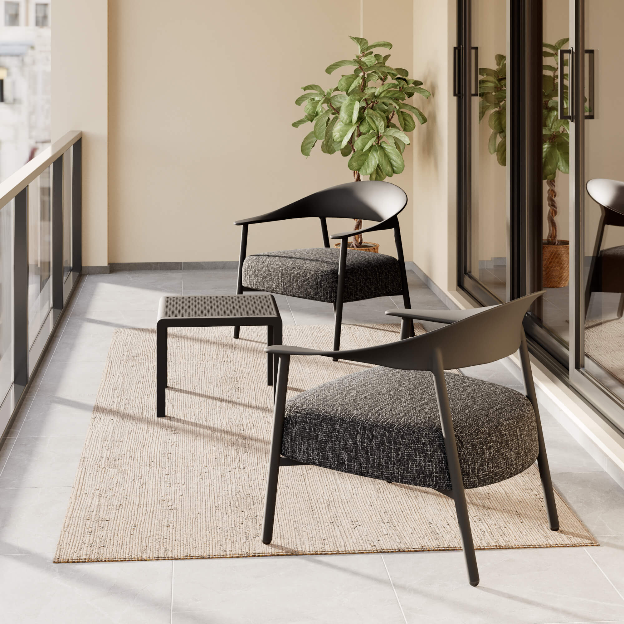 סט זוג כורסאות Sofi ושולחן קפה שחור