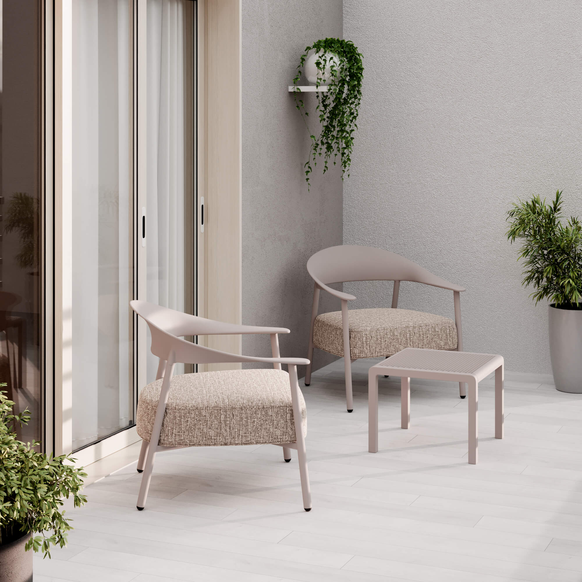 סט זוג כורסאות Sofi ושולחן גוון קרם