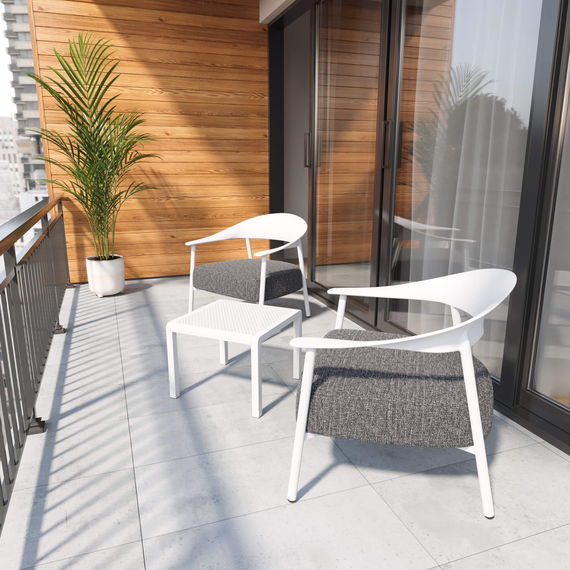 סט זוג כורסאות ושולחן קפה Sofi לבן