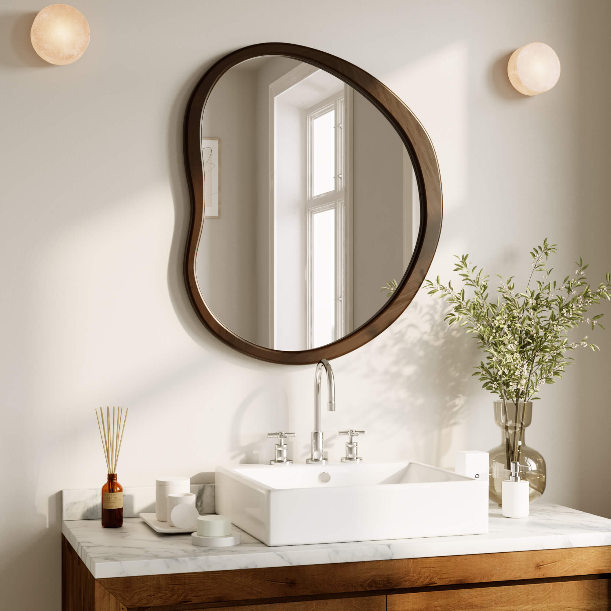 מראת Capsola עץ אגוז