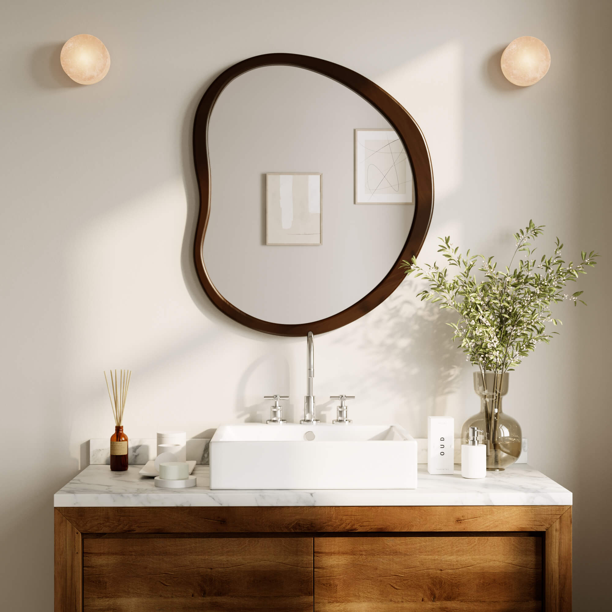 מראת Capsola עץ אגוז