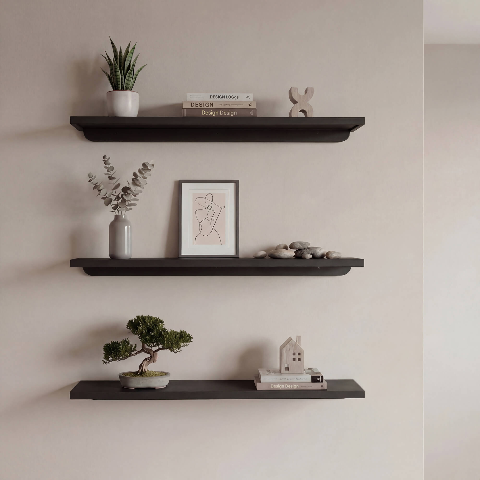 מדף עץ גרפיט מדף עץ גרפיט