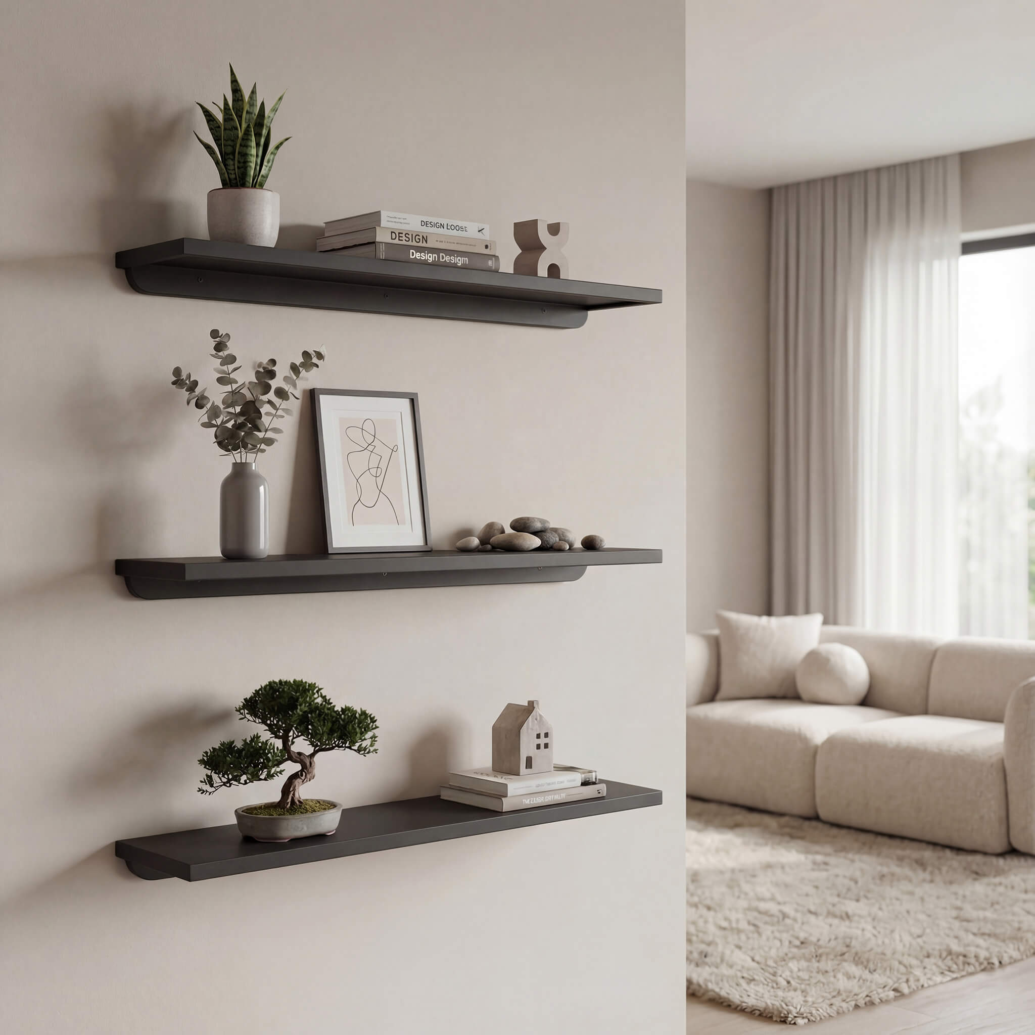 מדף עץ גרפיט מדף עץ גרפיט