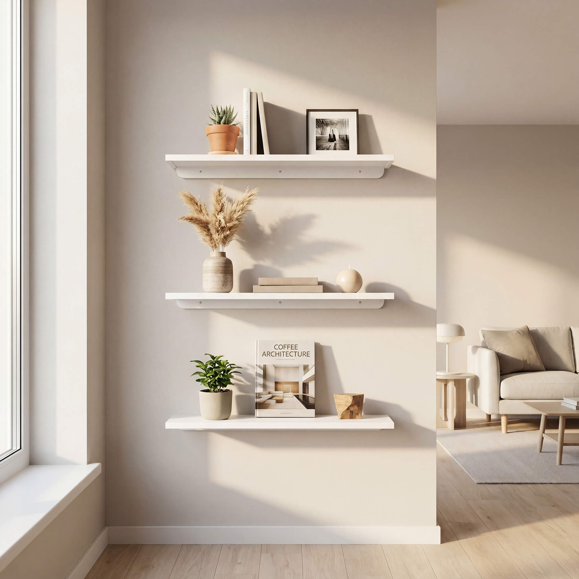 מדף עץ לבן פנינה מדף עץ לבן פנינה