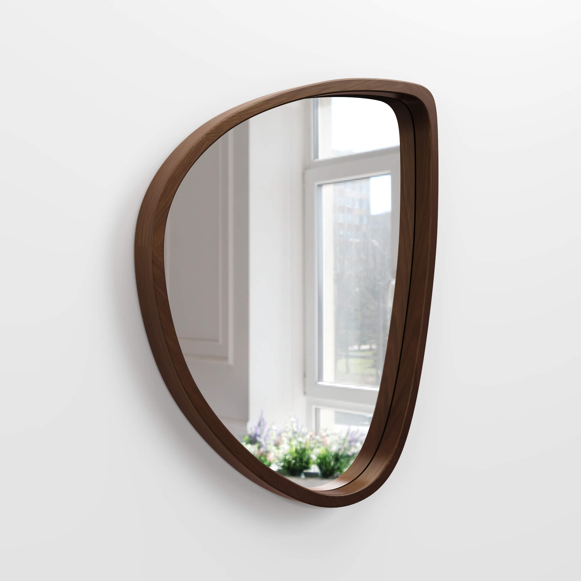 מראת עץ אמורפית אגוז מראת עץ אמורפית אגוז